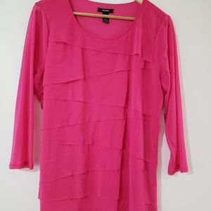Sheer sleeves & paneled pink blouse